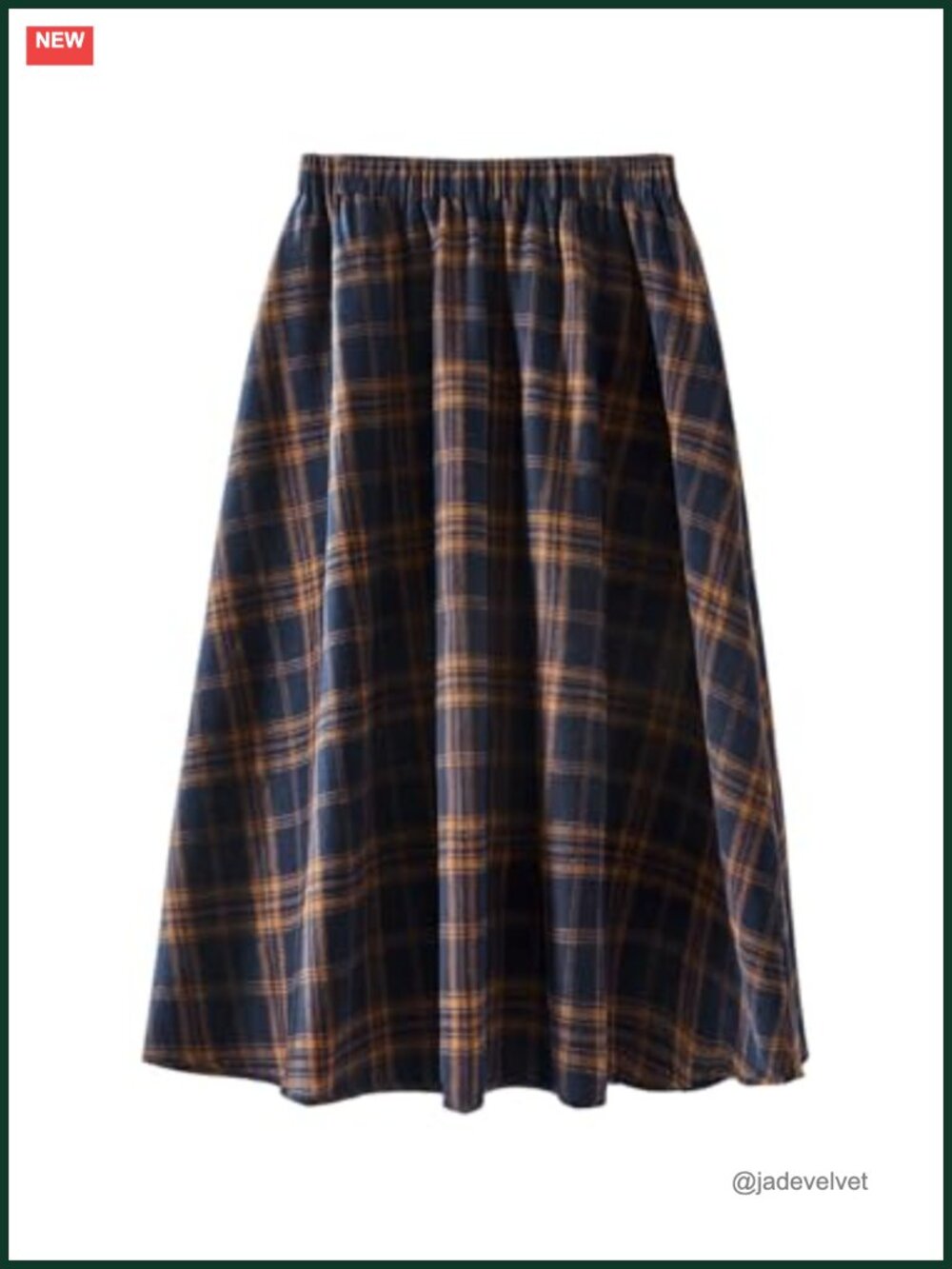 Women's Plus Size Plaid A-Line Midi Skirt Elastic Waist Flowy Vintage